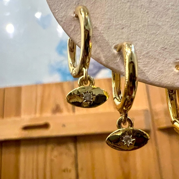 Rubi Set of Gold Plated Earrings with Evil Eye Star - Picture 5 of 5